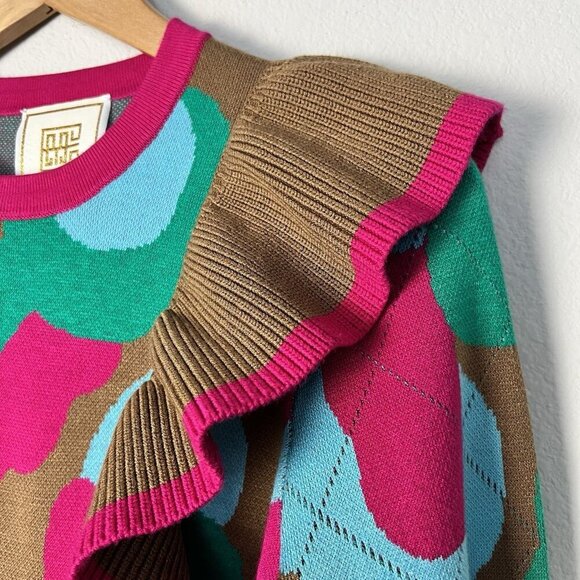 Emily McCarthy Lillian Sweater Womens Small Meadowbrook Spot Preppy Maximalism - Picture 2 of 8